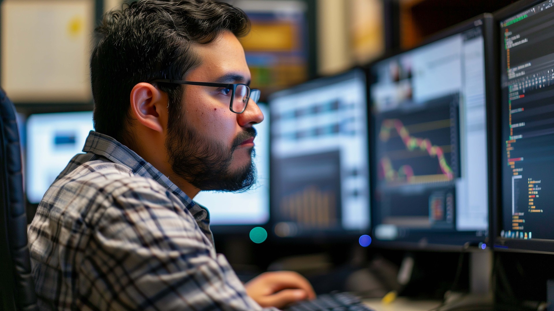 Cybersecurity analyst monitoring endpoint activity in a security operations center